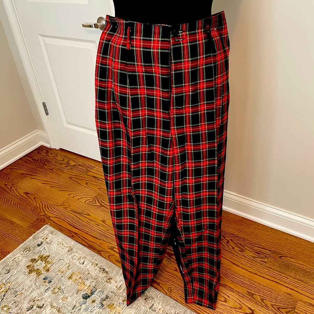 Cuffed Plaid Pants